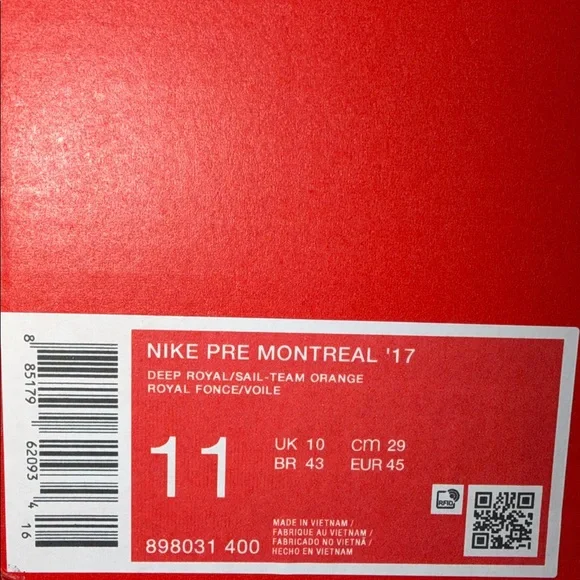 Nike Pre Montreal ‘17 Royal Blue Orange 898031-400 Men’s Size 11